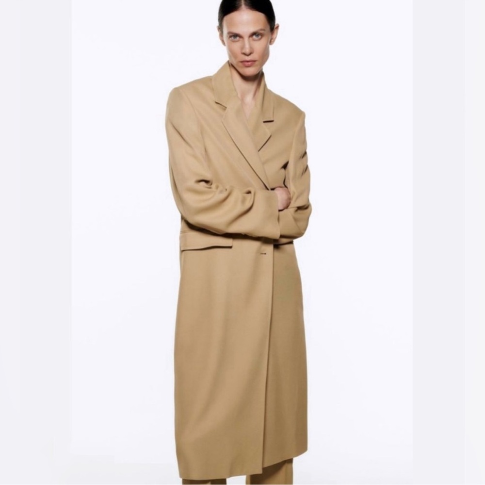 Zara flowy mink tan trench cost size Large - Picture 4 of 9
